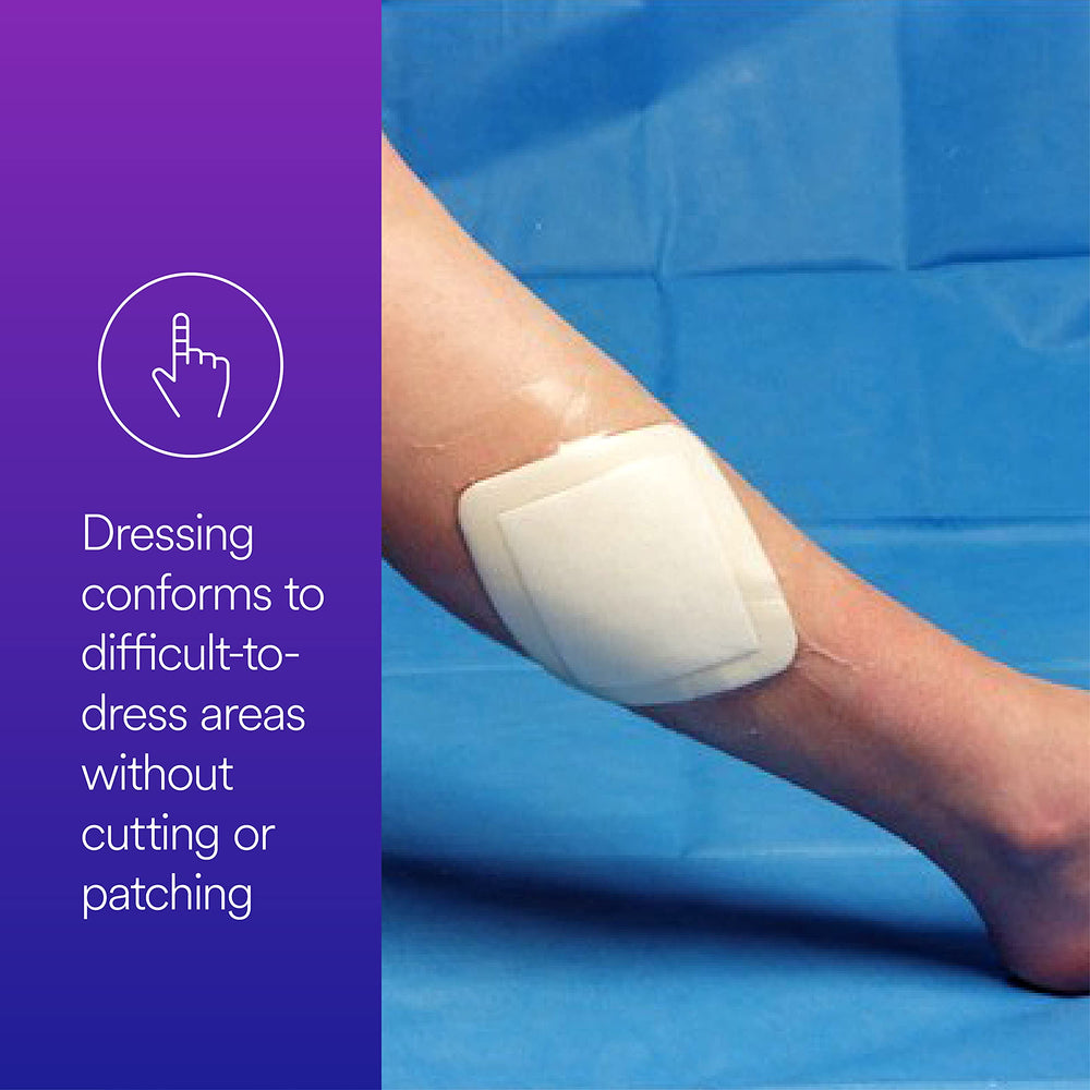 Tegaderm Foam Dressing 90610 conforms to body contours for comfort
