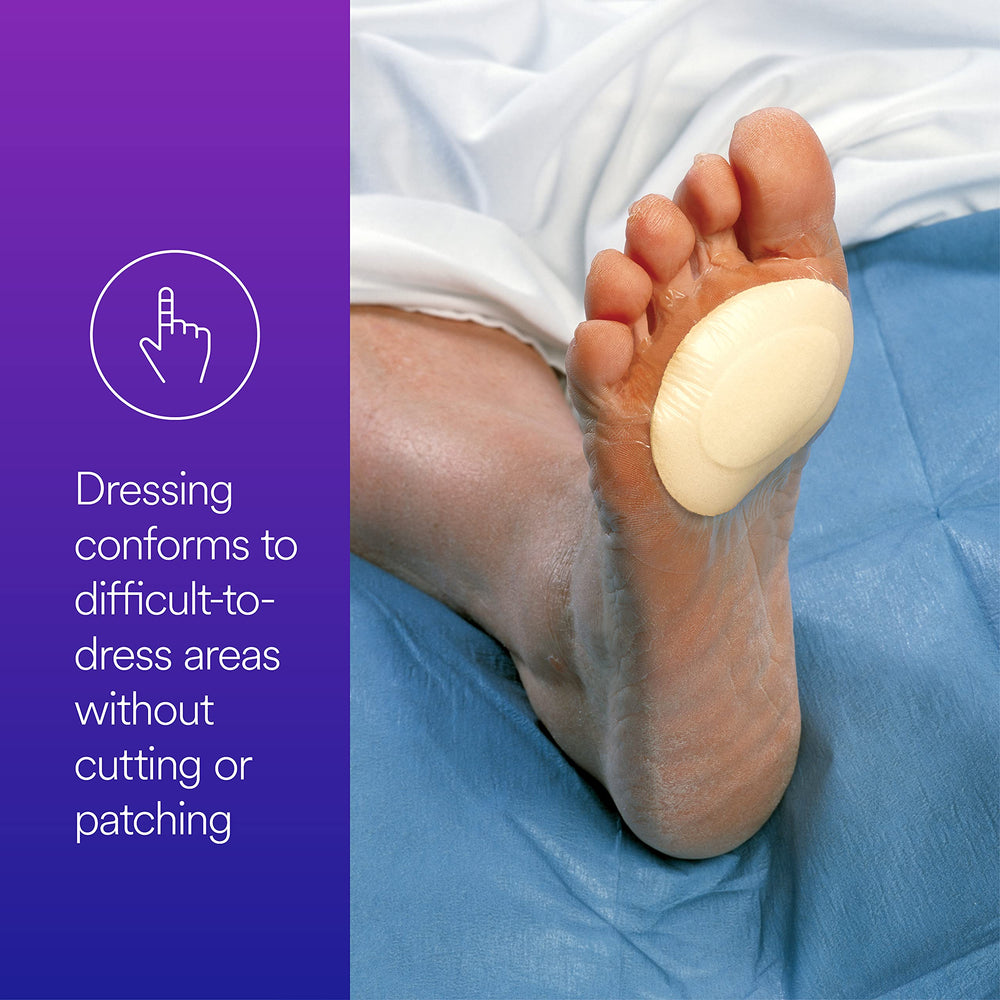 Tegaderm foam dressing won't stick to wounds, reducing disturbance during changes.