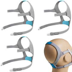 Tegneo Airfit N20 headgear 3-pack laid flat, showcasing soft, breathable fabric for comfort.