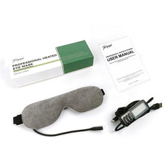 Telepepe heated eye mask in grey used during travel for rest.
