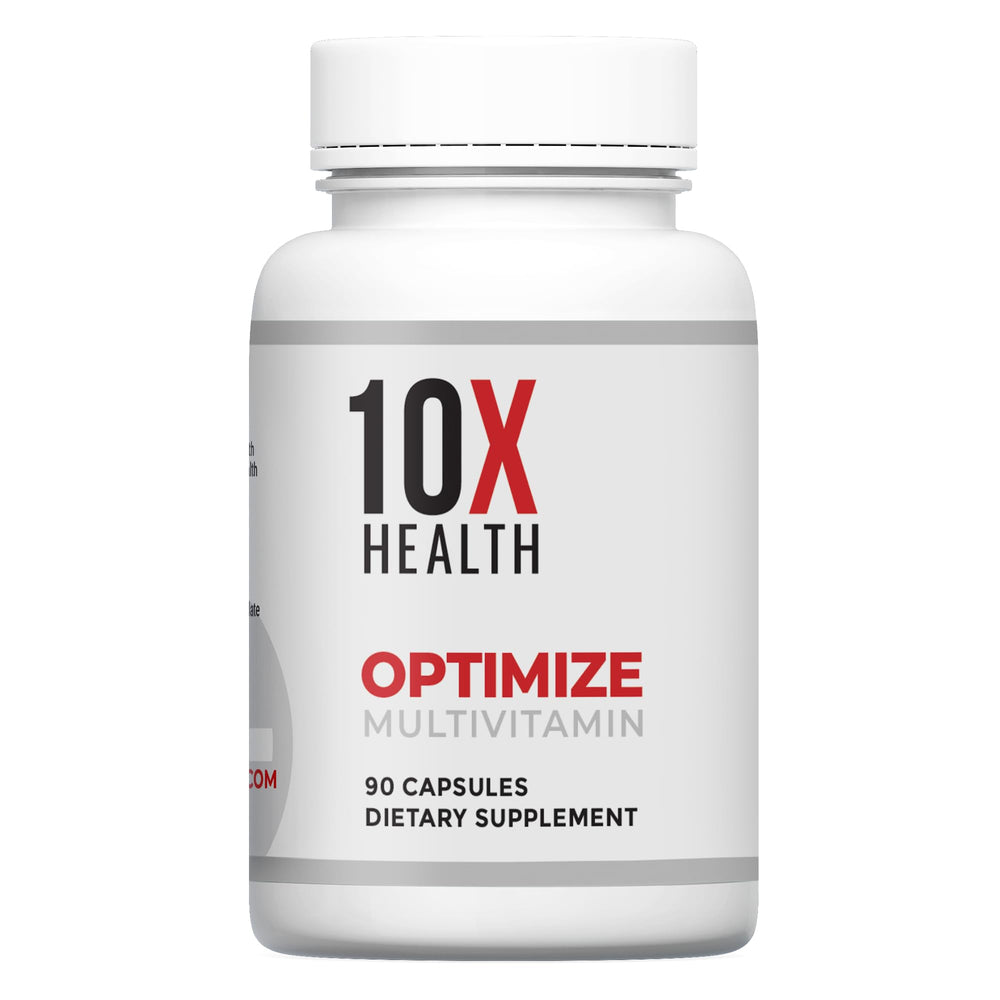 10X Health Optimize retail packaging on a store shelf.