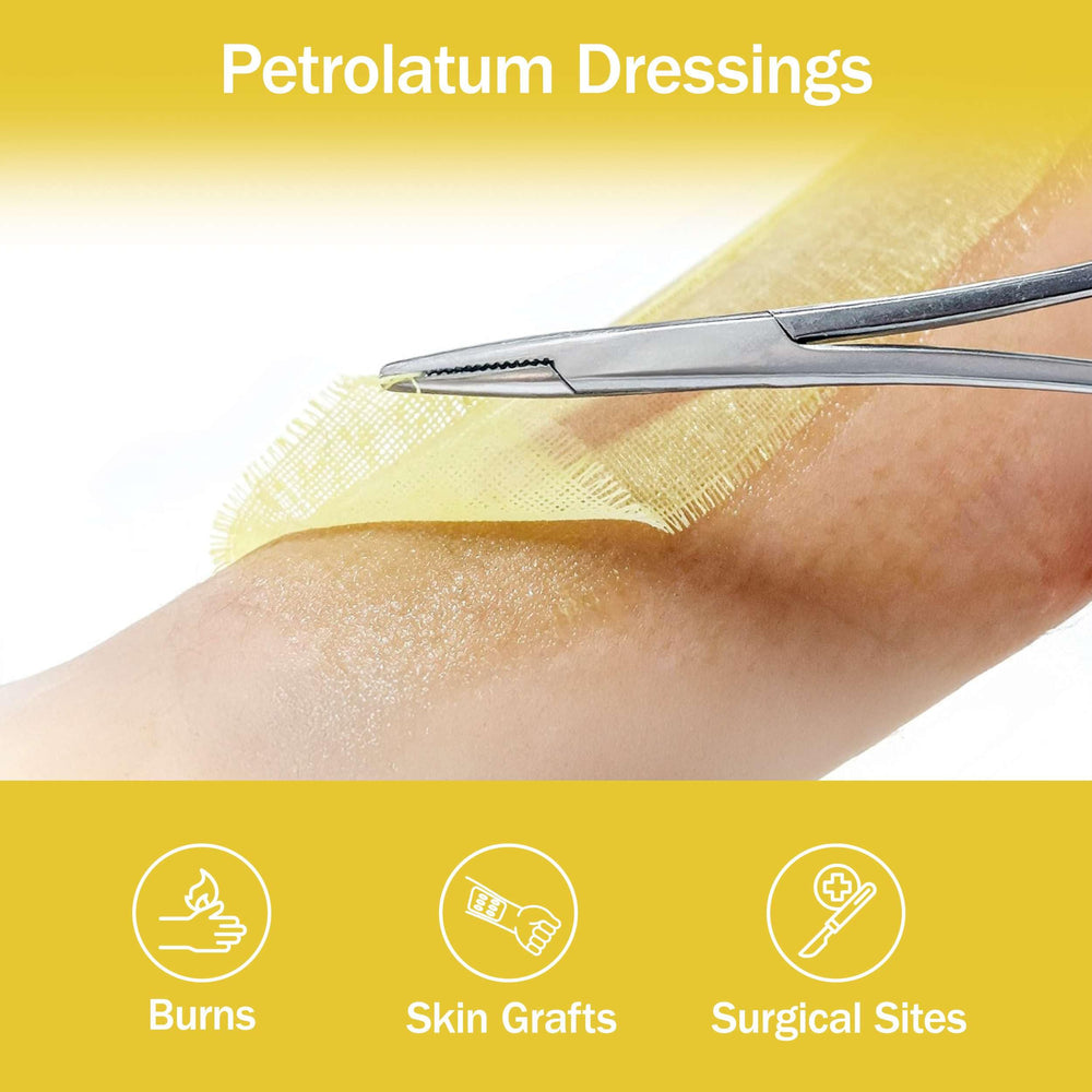 TenderGentle Xeroform dressings with bismuth tribromophenate encourage cleanliness.