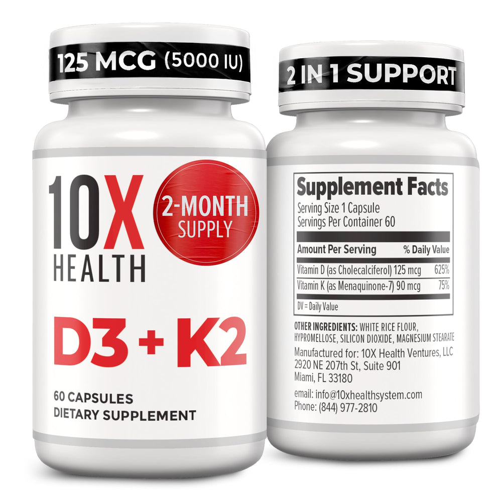 10X Health System D3K2 bottle front view highlighting bone health support