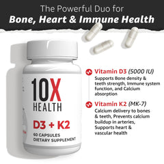 10X Health System D3K2 bottle label shows premium quality and ingredients