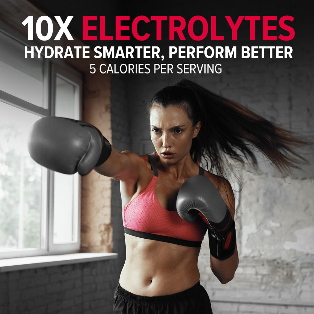 Powder poured into water to create a zero-calorie hydration solution.