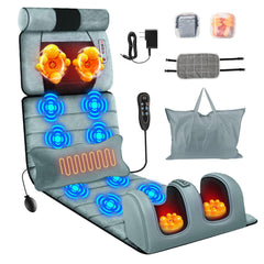 TeqHome full-body massage mat with neck pillow targets neck tension for relaxing at-home sessions.