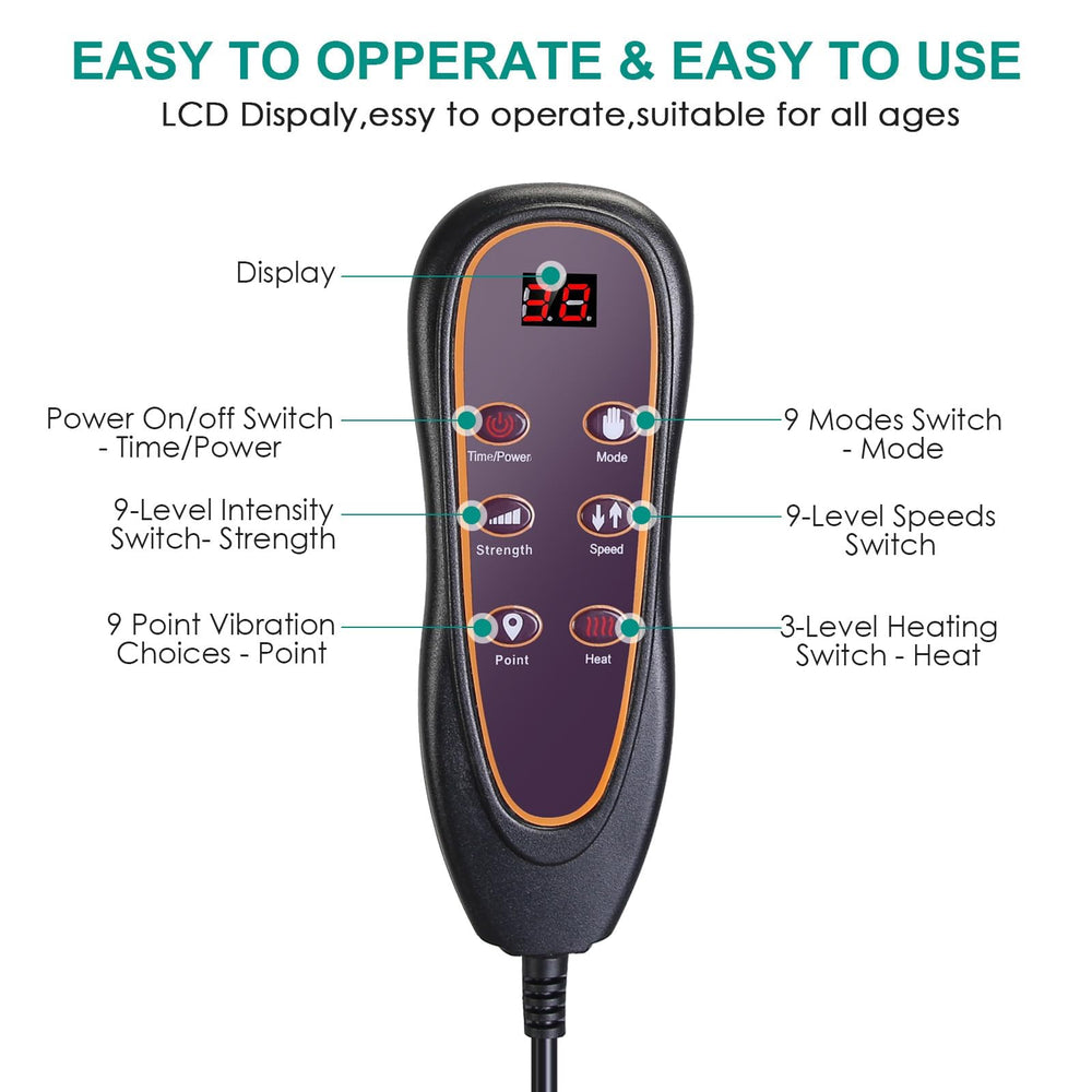 TeqHome massage mat controller with clear graphics