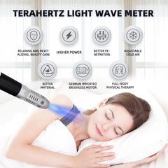 Terahertz Wand THZ Blower compact design fits on a bedside table.