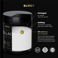 Terra Elmnt Super Multi Collagen Burn ingredients chart highlighting key components.