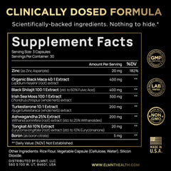 TERRA ELMNT ULTRA MALE bottle pour; shows easy daily dosage.
