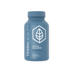 Terra Health Essentials Detox bottle front highlights a daily digestive balance.