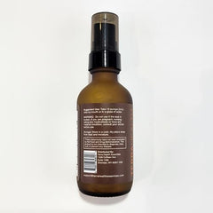 Bottle close-up label highlighting ingredients and clean formulation