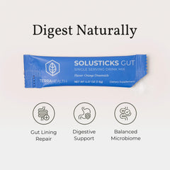 Terra Health Essentials Solusticks Gut dissolving in water for quick hydration.
