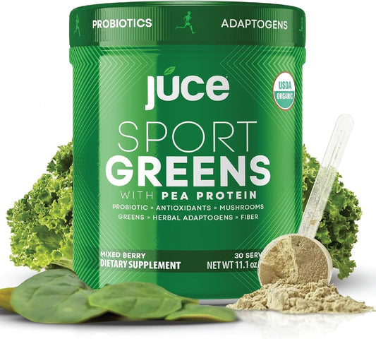 Terra Kai Juce SG7 bottle with organic greens powder for daily energy.