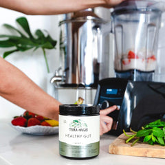 Terra Origin Healthy Gut mint marshmallow root display suggests gentle relief