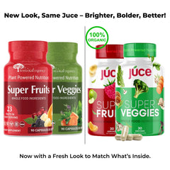 Terra Kai Juce label close up highlighting 46 ingredients for balanced nutrition