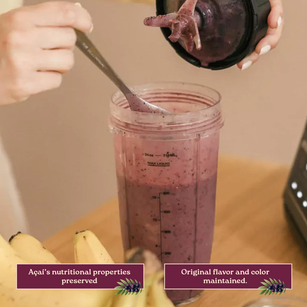 Terramazonia acai powder in smoothie highlights flavor and micronutrients.