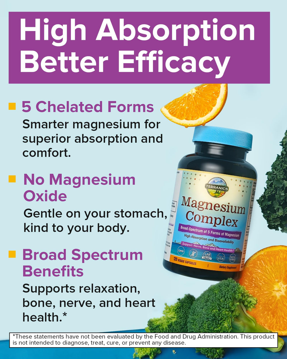 Terranics magnesium 5-in-1 formula graphic highlighting the five forms