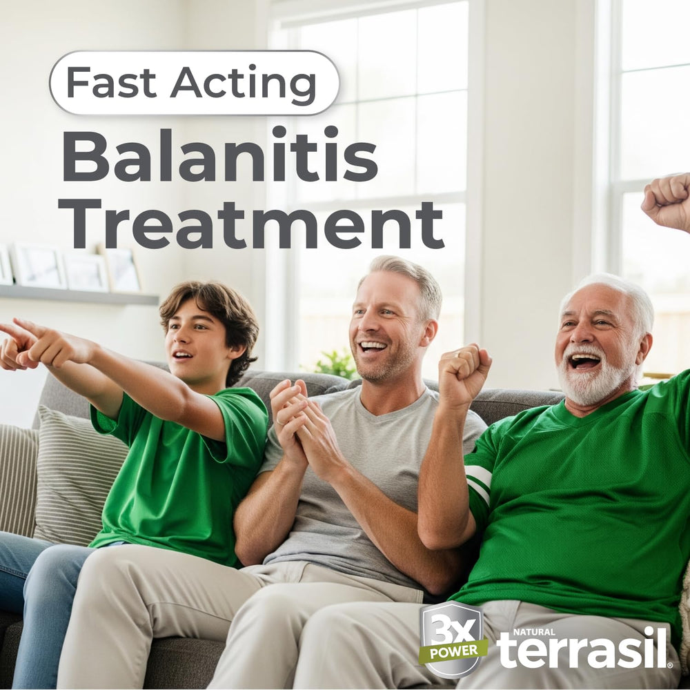 Terrasil Balanitis Relief cream texture close-up ready for daily application.