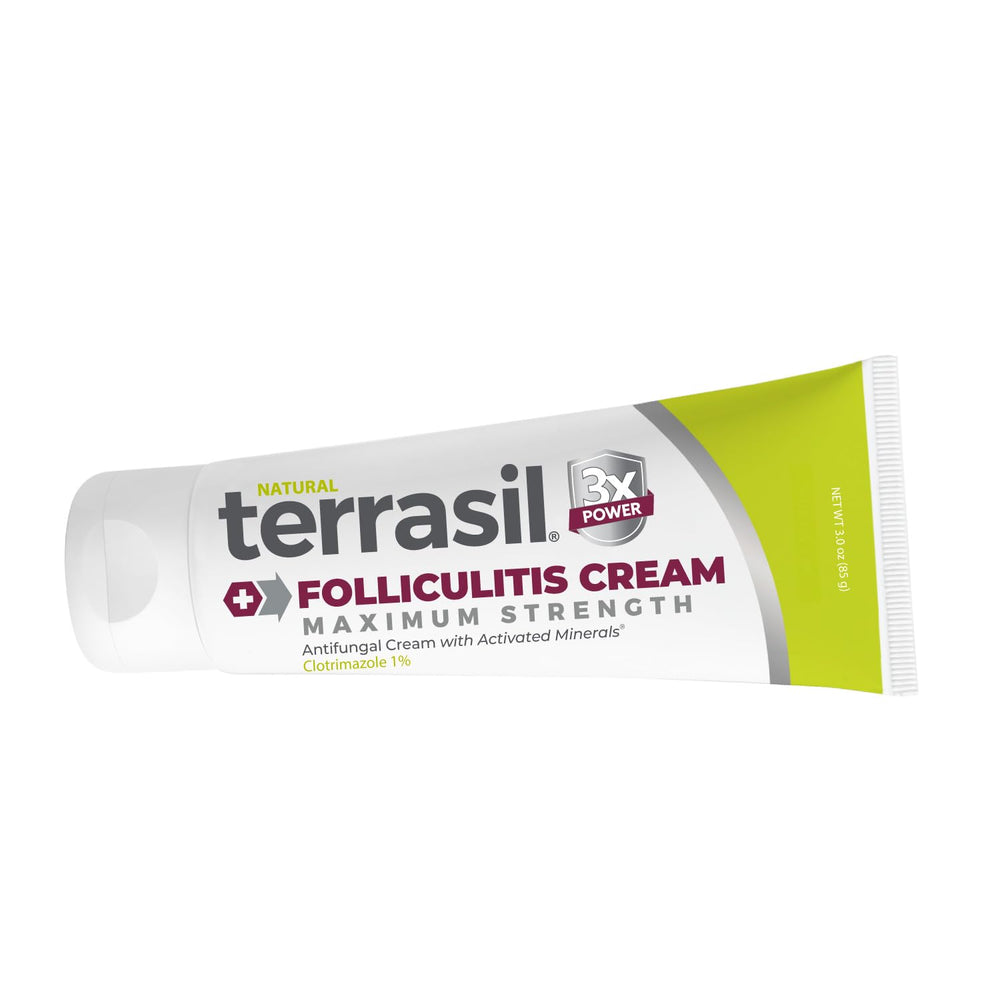 Terrasil Folliculitis Cream bottle for convenient, gentle relief on follicles