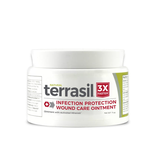 Terrasil Wound Care 3X bottle front, protective barrier against bacteria