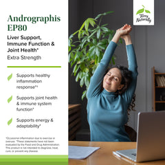 Terry Naturally Andrographis EP80 capsules in a glass, showing compact daily use