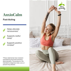 Terry Naturally AnxioCalm capsules close-up highlighting non-GMO formula.
