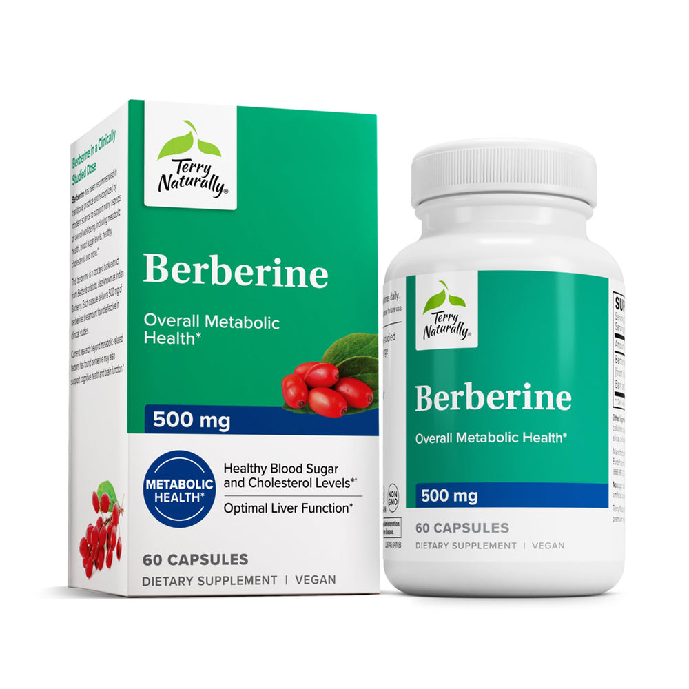 Terry Naturally Berberine bottle front for metabolism support and daily wellness