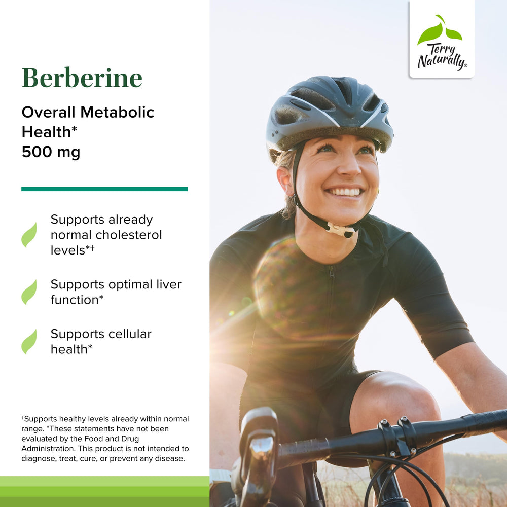 Terry Naturally Berberine label detail showing clean ingredient profile