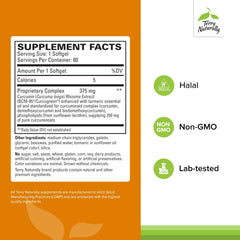 Closeup of CuraMed 375mg softgels highlighting smooth capsules for easy swallowing.