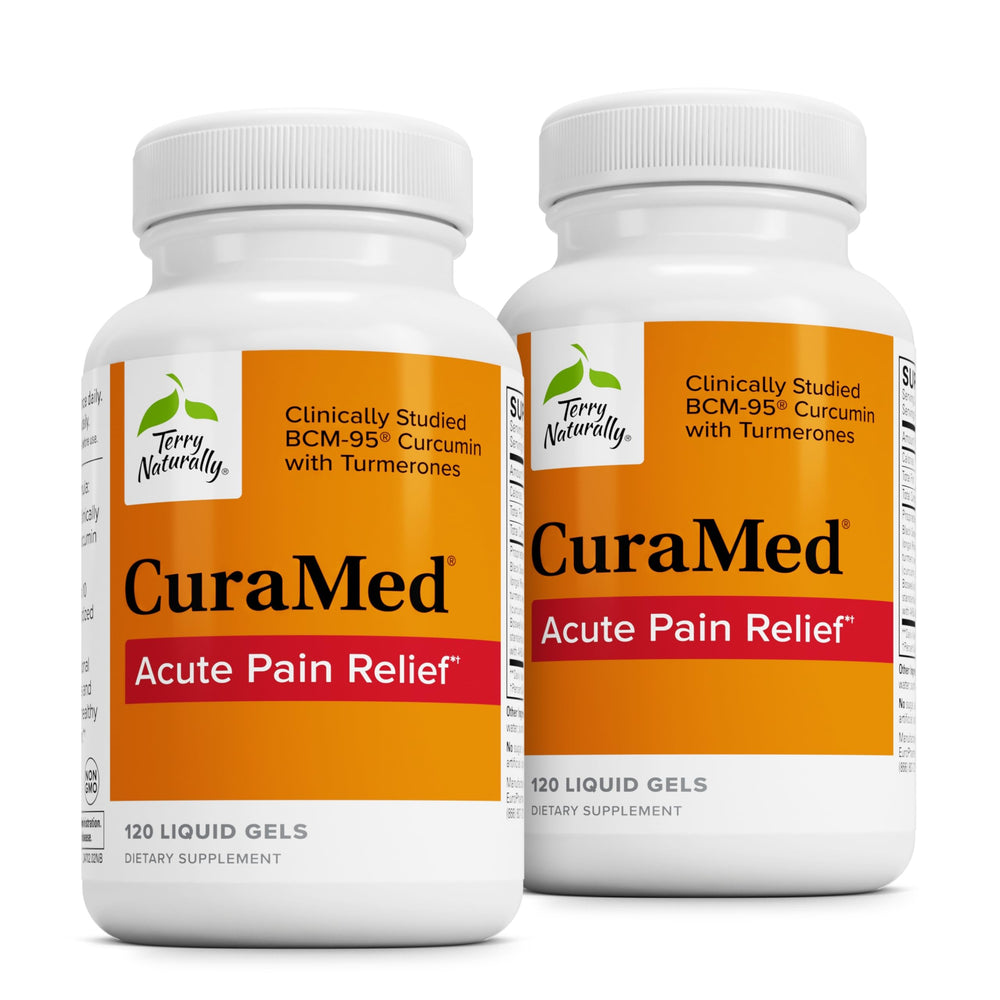 Terry Naturally CuraMed bottle pour for easy daily use and occasional discomfort relief.