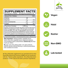 Terry Naturally Curamin Extra Strength bottle label closeup highlighting BCM-95 curcumin and ingredients