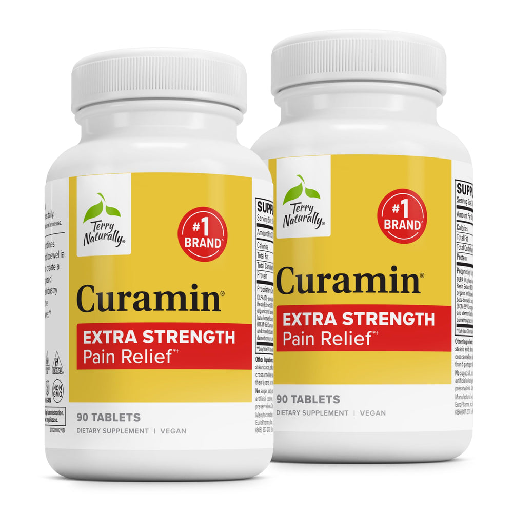 Terry Naturally Curamin Extra Strength 2-pack bottles for joint and muscle support.