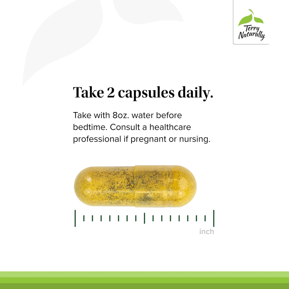Bottle featuring Terry Naturally label emphasizes non-GMO and gluten-free formula.