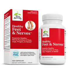 Terry Naturally Healthy Feet & Nerves bottle front showing capsules for circulation support.