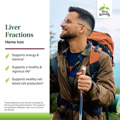 Beef liver concentrate label shows heme iron benefits for daily vitality.