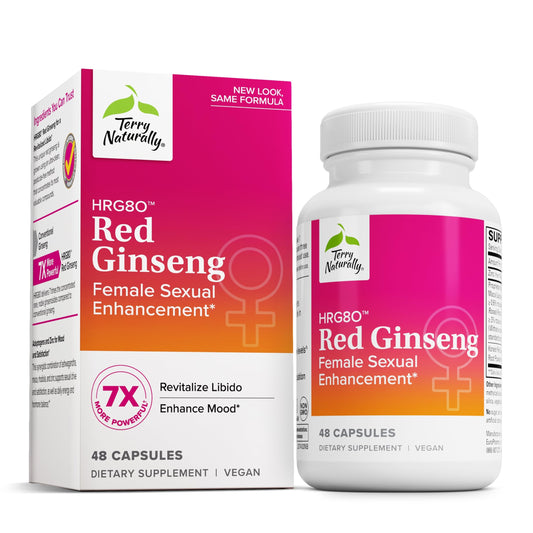 Terry Naturally HRG80 red ginseng capsule close-up for energy support