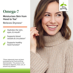 Omega-7 bottle from Terry Naturally displayed on shelf highlighting vegan formulation.
