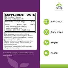Terry Naturally Tri-Iodine bottle back with supplement facts and ingredients