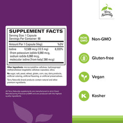 Terry Naturally Tri-Iodine capsules closeup highlights vegan formula