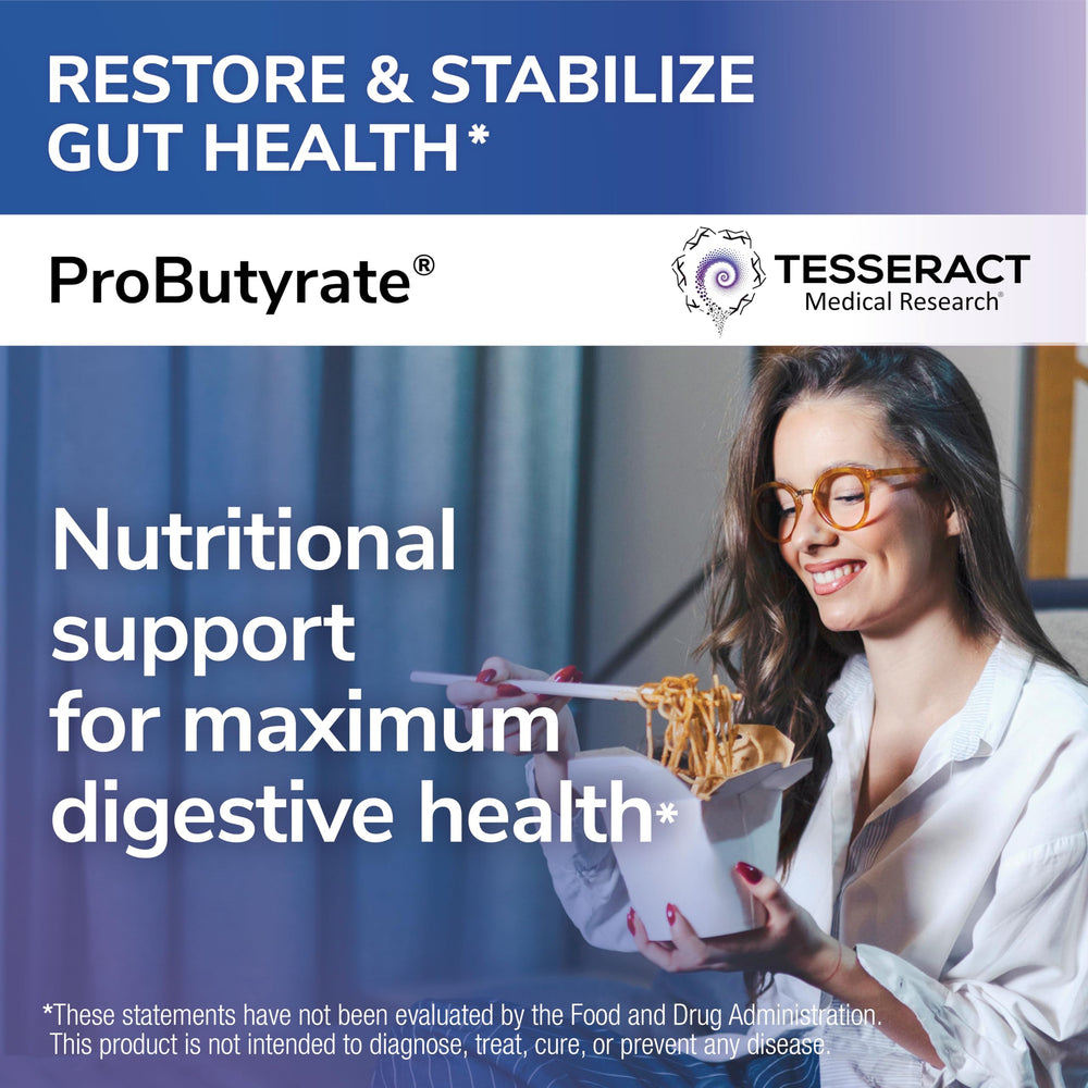 Tesseract ProButyrate capsules ready for digestive comfort