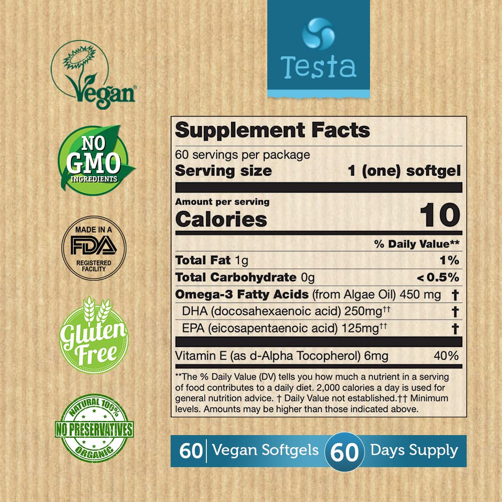 Testa Omega-3 plant-based formulation delivers algae-sourced DHA and EPA.
