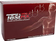 TESTRX bottle close-up of label, indicating needle-free recovery aid.