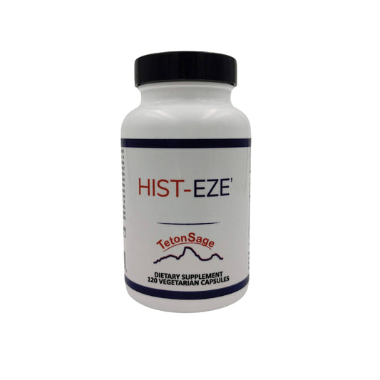 TetonSage Hist-Eze bottle front with branding for seasonal support.