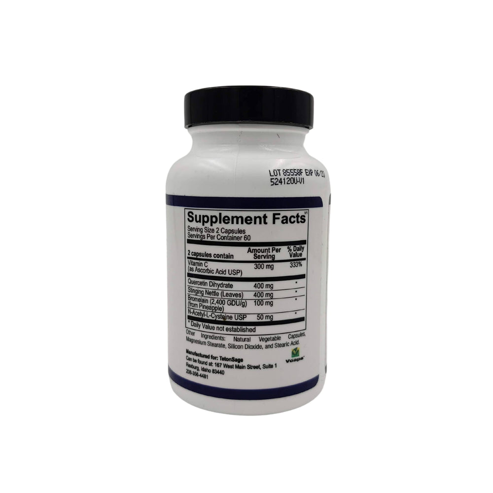 TetonSage Hist-Eze label close-up highlighting ingredients for immune balance.