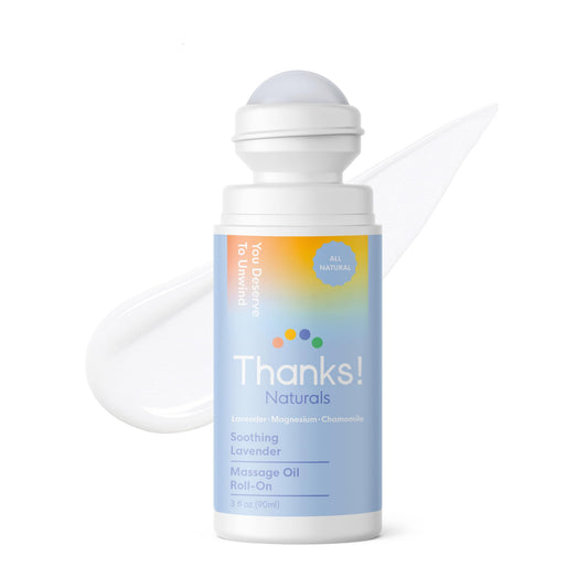 Thanks! Naturals massage oil roll-on lavender bottle for post-shower relaxation and skin hydration