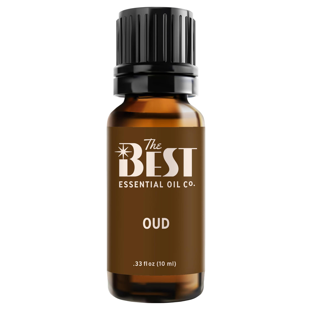The Best Essential Oil Co Oud bottle closeup showing premium dilution for aromatherapy.