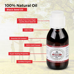 The Blessed Seed seeds inside bottle highlight Nigella Sativa origin and quality.