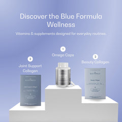 The Blue Formula NAD Caps premium look hints at cellular energy support.