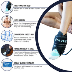The Coldest ankle ice pack gel-packs delivering consistent cold therapy.